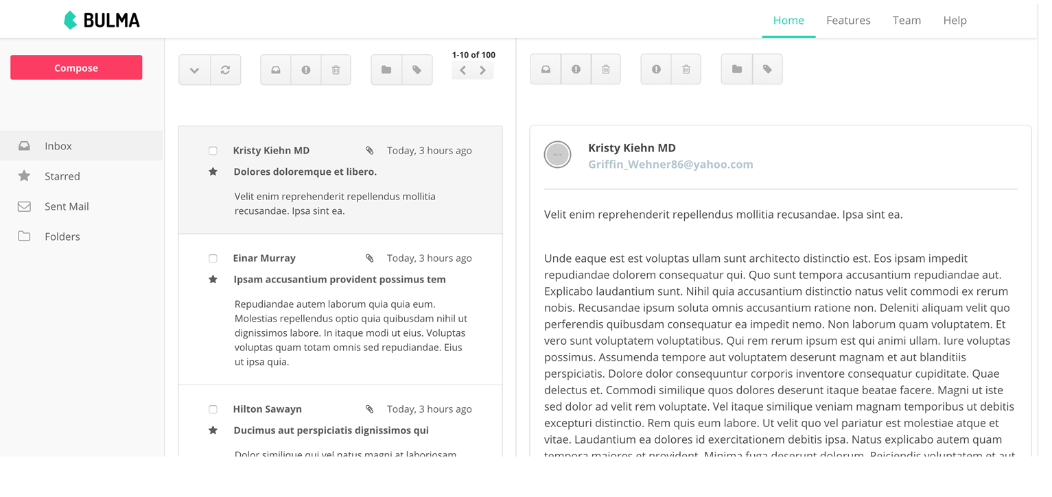 Inbox template screenshot